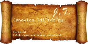 Janovics Tétény névjegykártya